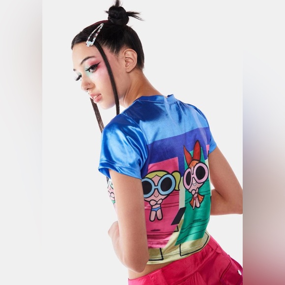 DOLLS KILL X THE POWERPUFF GIRLS REST AND RELAX CROP TOP 🩵🩷💚 - Picture 4 of 4
